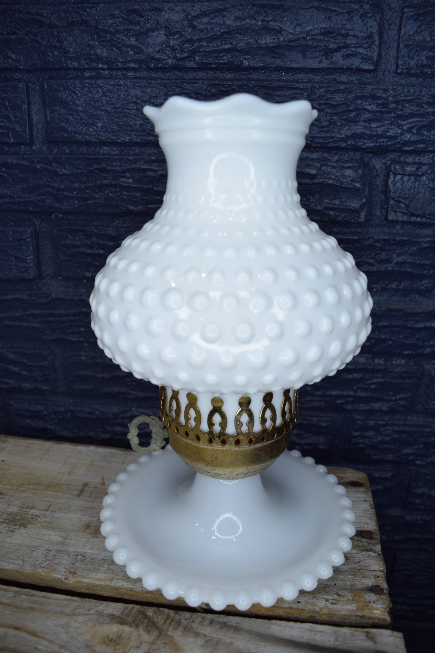Hobnail Milk Glass Lamp