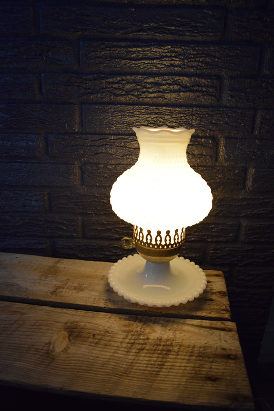 Hobnail Milk Glass Lamp